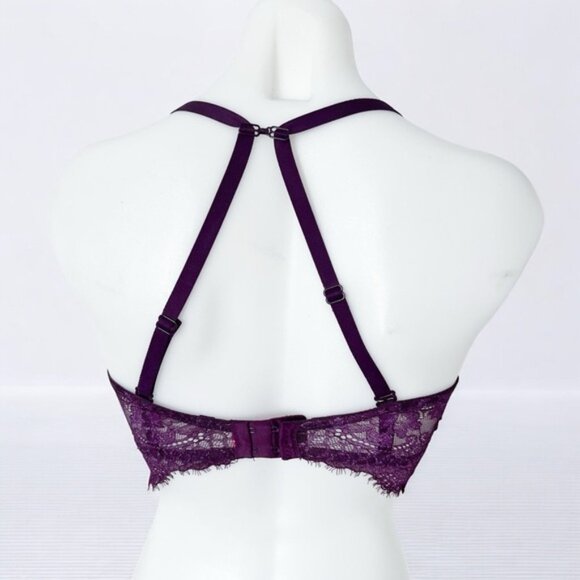 La SENZA Purple Lace Plunge Bra Sz 32F - Picture 4 of 9